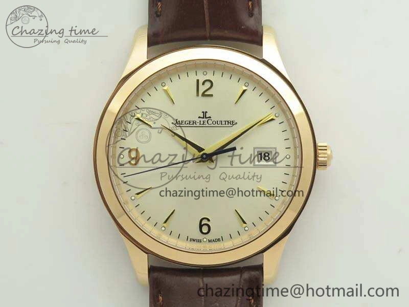 Master Grande Ultra Thin 1548420 RG ZF 1:1 Best Edition White Dial On Brown Leather Strap A899