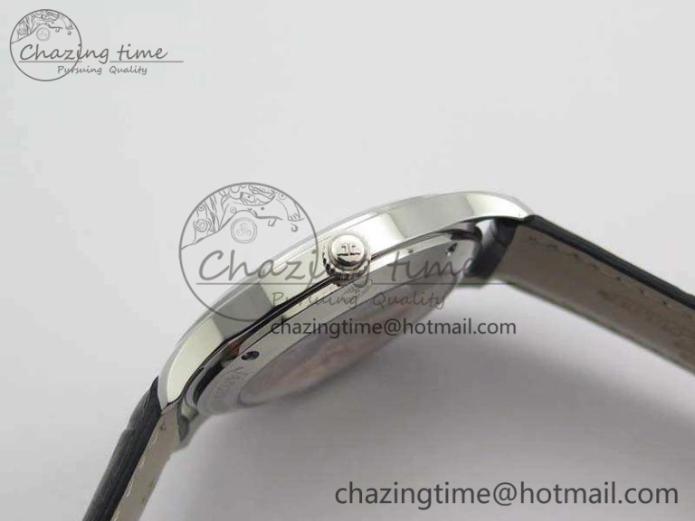 Master Grande Ultra Thin 1548420 SS ZF 1:1 Best Edition White Dial On Black Leather Strap A899