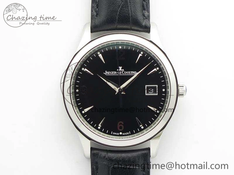 Master Grande Ultra Thin SS ZF Best Edition Black Dial On Black Leather Strap A899