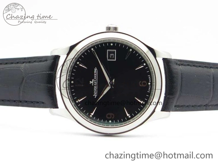 Master Grande Ultra Thin SS ZF Best Edition Black Dial On Black Leather Strap A899