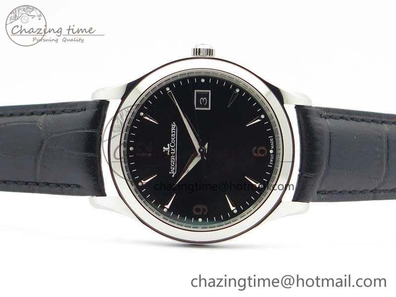 Master Grande Ultra Thin SS ZF Best Edition Black Dial On Black Leather Strap A899