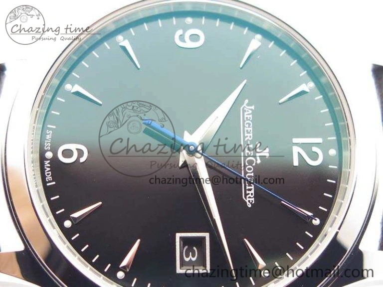 Master Grande Ultra Thin SS ZF Best Edition Black Dial On Black Leather Strap A899