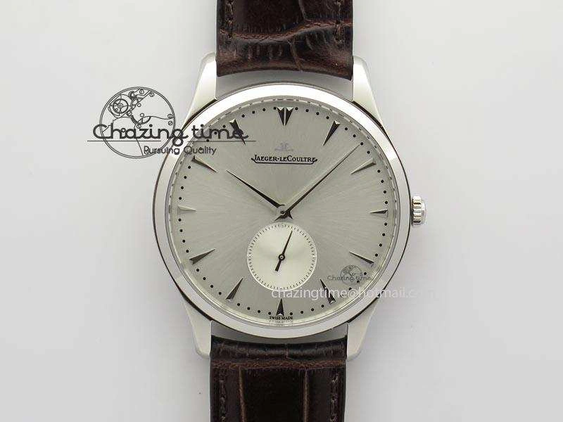 Master Grande Ultra Thin Small Second SS ZF 1:1 Best Edition White Dial On Brown Leather Strap A896