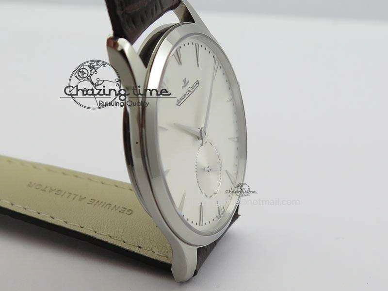 Master Grande Ultra Thin Small Second SS ZF 1:1 Best Edition White Dial On Brown Leather Strap A896