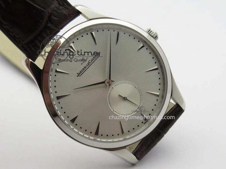 Master Grande Ultra Thin Small Second SS ZF 1:1 Best Edition White Dial On Brown Leather Strap A896