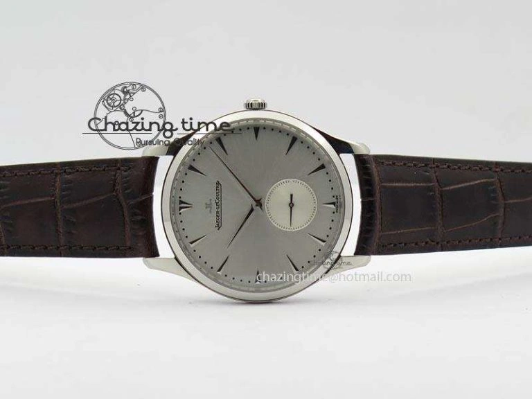 Master Grande Ultra Thin Small Second SS ZF 1:1 Best Edition White Dial On Brown Leather Strap A896