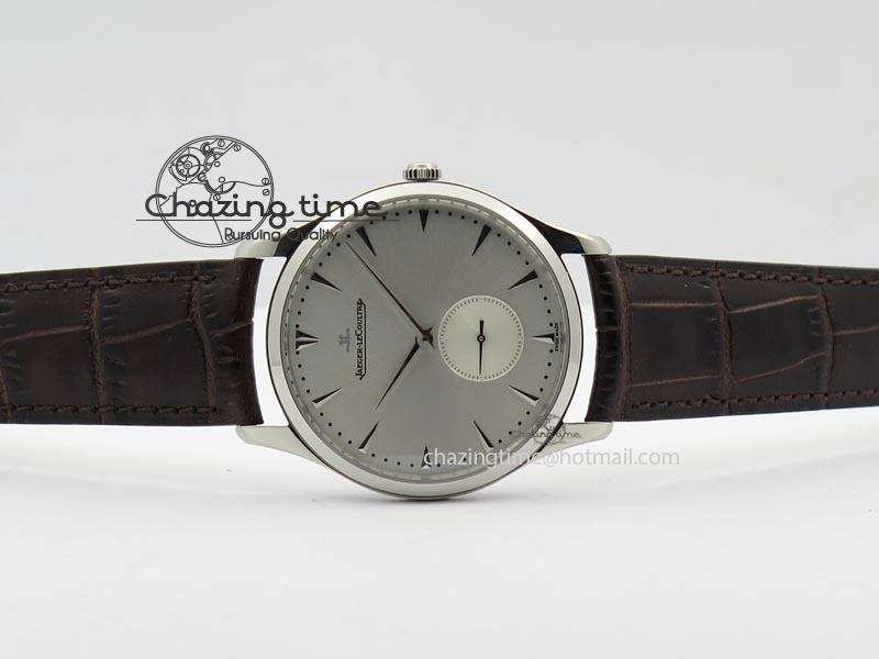 Master Grande Ultra Thin Small Second SS ZF 1:1 Best Edition White Dial On Brown Leather Strap A896