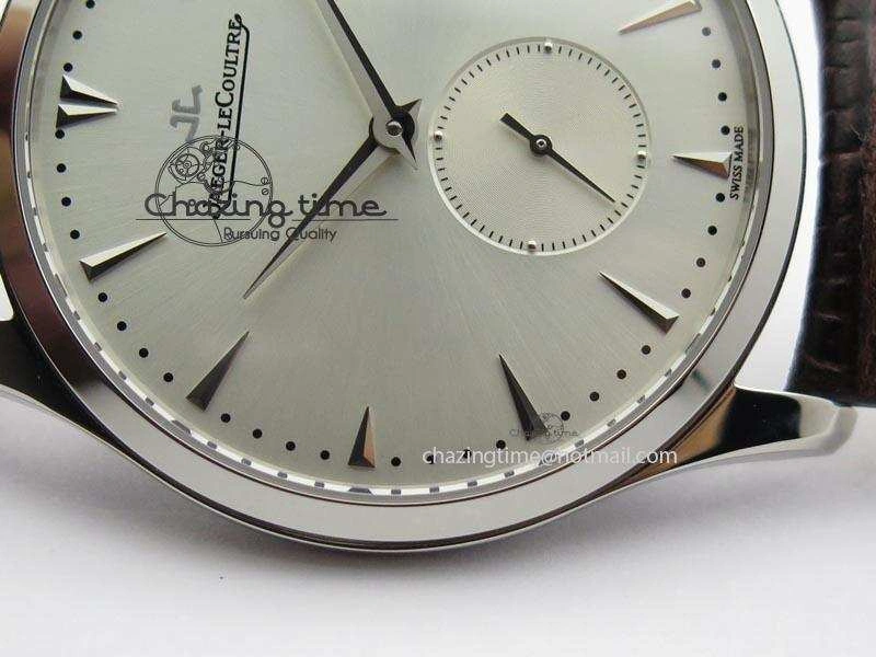 Master Grande Ultra Thin Small Second SS ZF 1:1 Best Edition White Dial On Brown Leather Strap A896