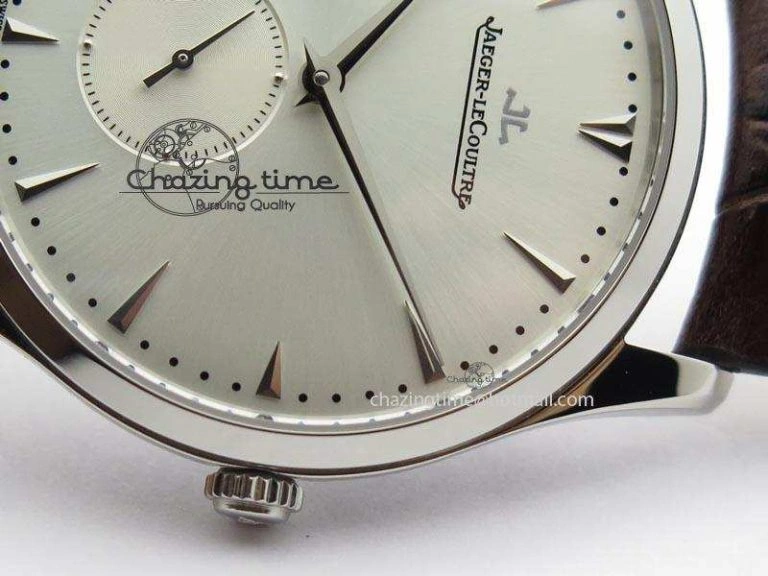Master Grande Ultra Thin Small Second SS ZF 1:1 Best Edition White Dial On Brown Leather Strap A896