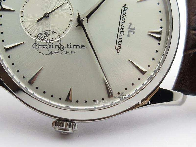 Master Grande Ultra Thin Small Second SS ZF 1:1 Best Edition White Dial On Brown Leather Strap A896