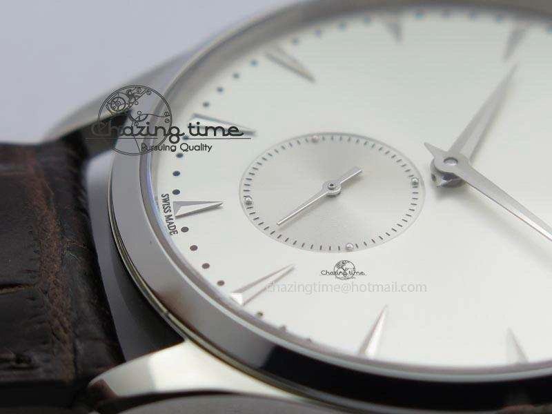 Master Grande Ultra Thin Small Second SS ZF 1:1 Best Edition White Dial On Brown Leather Strap A896