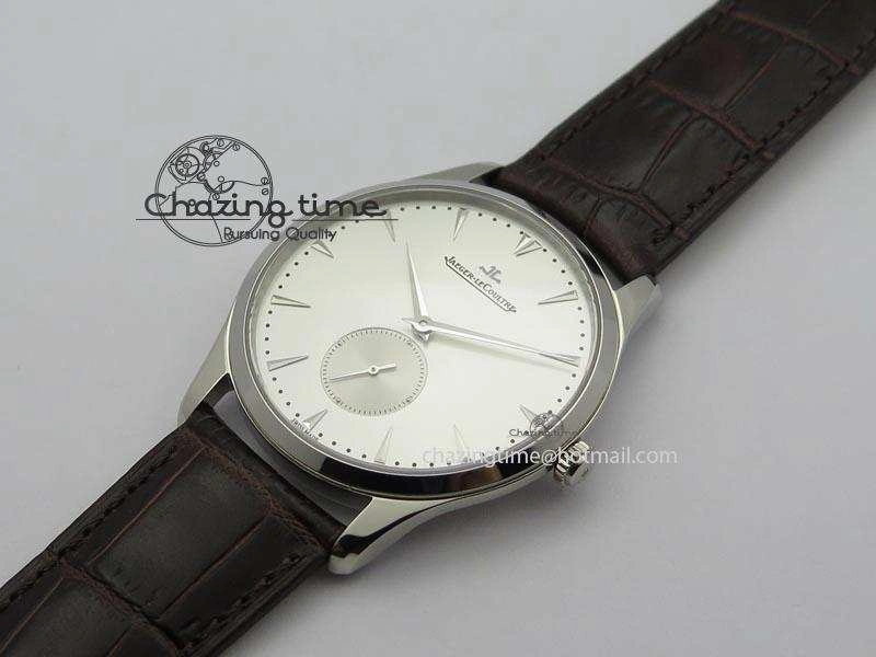 Master Grande Ultra Thin Small Second SS ZF 1:1 Best Edition White Dial On Brown Leather Strap A896