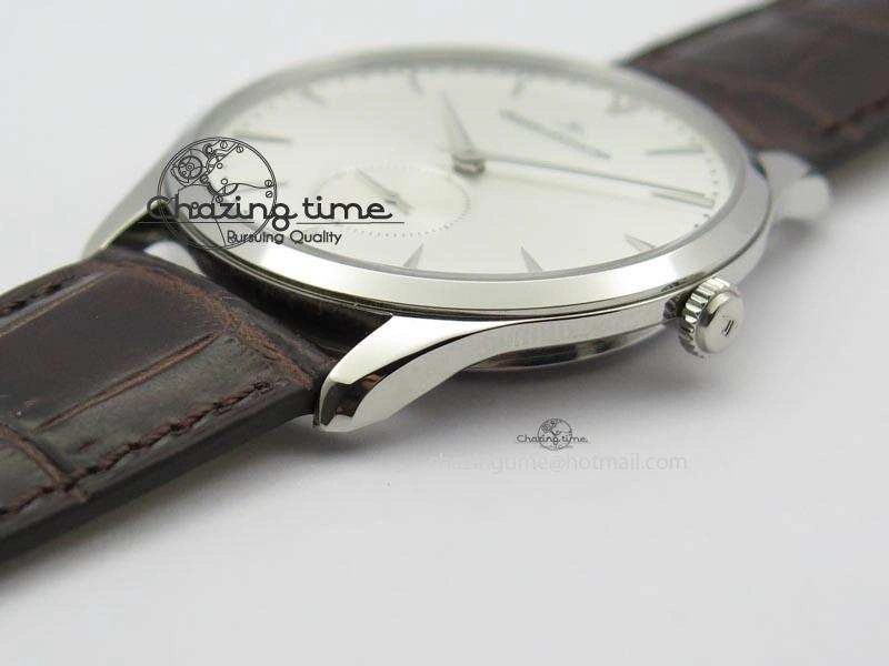 Master Grande Ultra Thin Small Second SS ZF 1:1 Best Edition White Dial On Brown Leather Strap A896