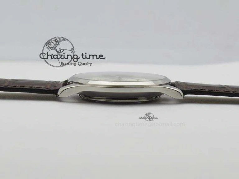 Master Grande Ultra Thin Small Second SS ZF 1:1 Best Edition White Dial On Brown Leather Strap A896