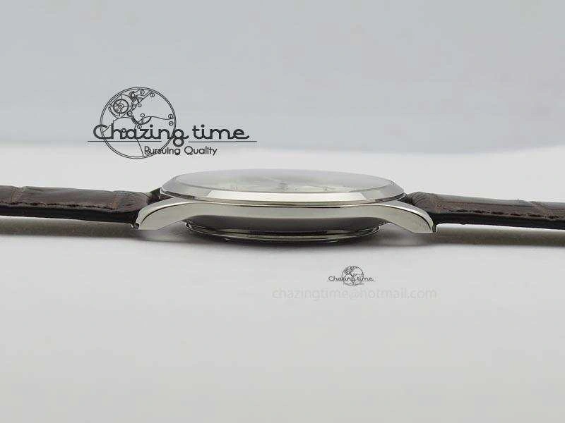Master Grande Ultra Thin Small Second SS ZF 1:1 Best Edition White Dial On Brown Leather Strap A896