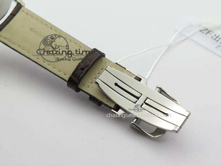 Master Grande Ultra Thin Small Second SS ZF 1:1 Best Edition White Dial On Brown Leather Strap A896