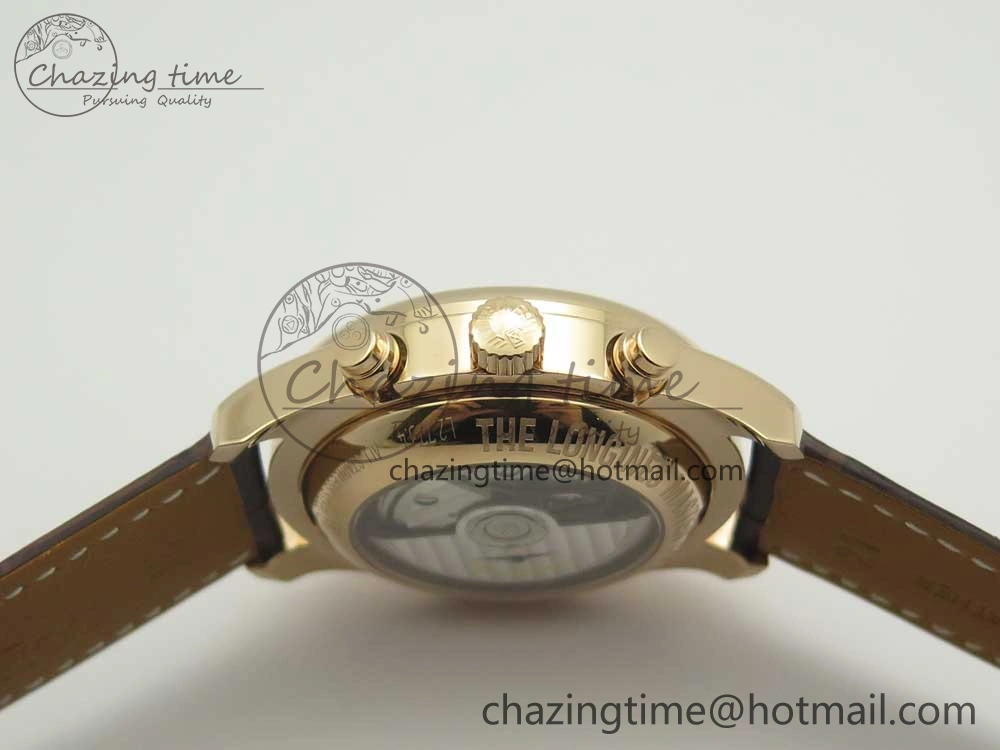 Master Moonphase Chronograph RG GSF 1:1 Best Edition White Dial on Brown Leather Strap A7751