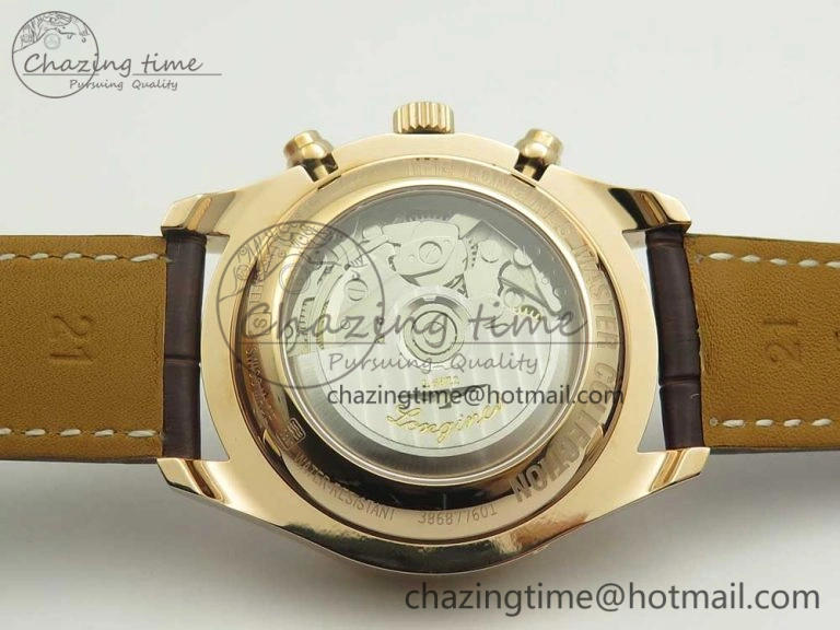 Master Moonphase Chronograph RG GSF 1:1 Best Edition White Dial on Brown Leather Strap A7751