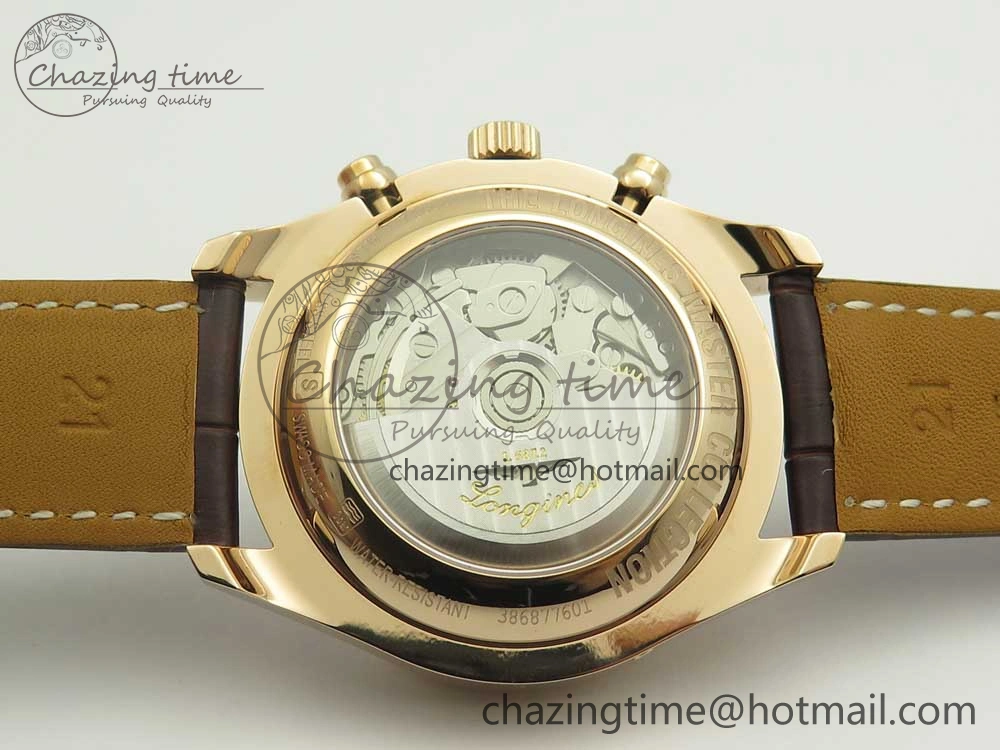 Master Moonphase Chronograph RG GSF 1:1 Best Edition White Dial on Brown Leather Strap A7751