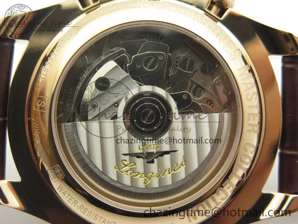 Master Moonphase Chronograph RG GSF 1:1 Best Edition White Dial on Brown Leather Strap A7751