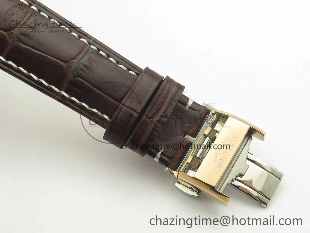 Master Moonphase Chronograph RG GSF 1:1 Best Edition White Dial on Brown Leather Strap A7751