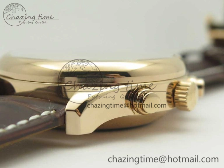 Master Moonphase Chronograph RG GSF 1:1 Best Edition White Dial on Brown Leather Strap A7751