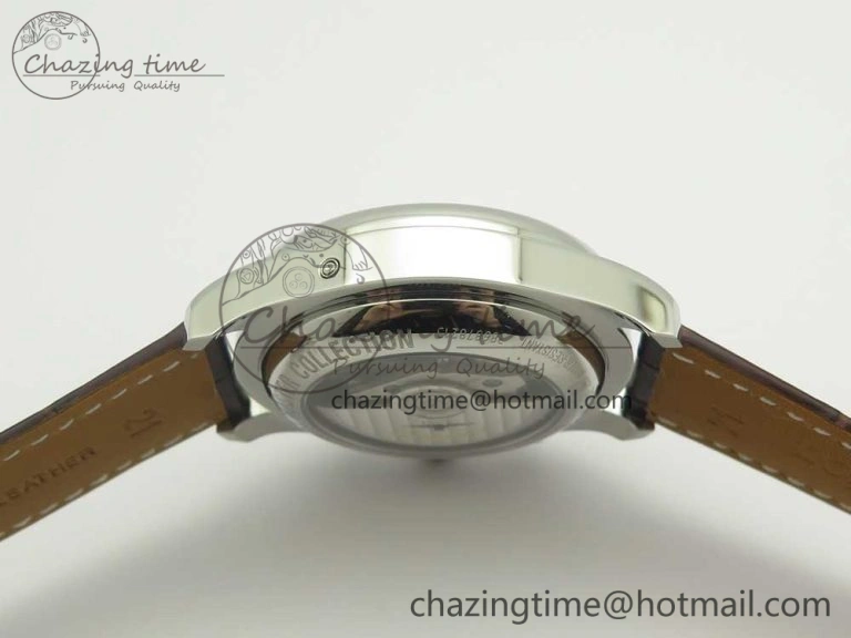 Master Moonphase Chronograph SS GSF 1:1 Best Edition White Dial on Brown Leather Strap A7751