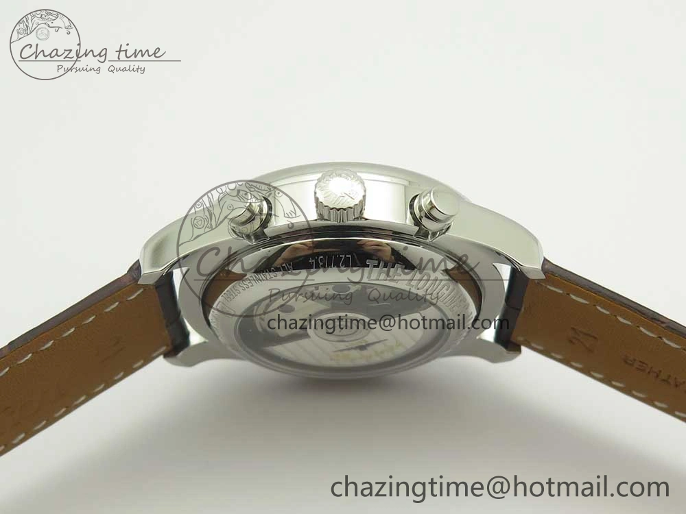 Master Moonphase Chronograph SS GSF 1:1 Best Edition White Dial on Brown Leather Strap A7751
