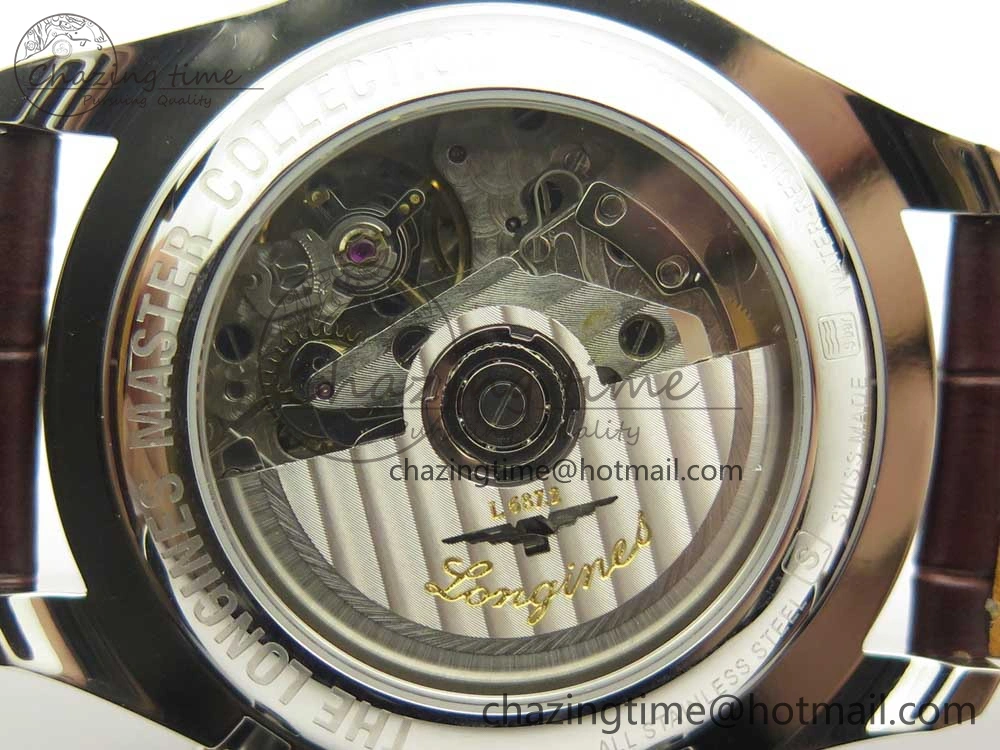 Master Moonphase Chronograph SS GSF 1:1 Best Edition White Dial on Brown Leather Strap A7751