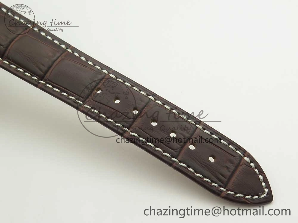 Master Moonphase Chronograph SS GSF 1:1 Best Edition White Dial on Brown Leather Strap A7751