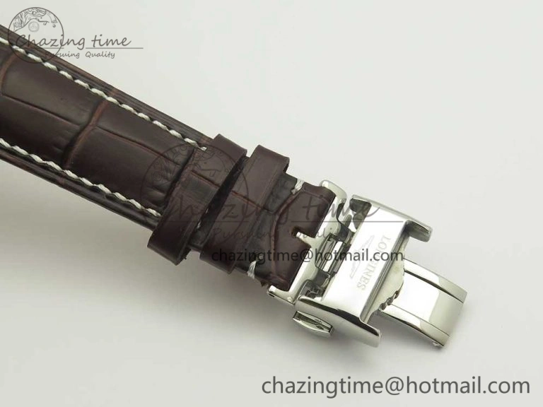 Master Moonphase Chronograph SS GSF 1:1 Best Edition White Dial on Brown Leather Strap A7751