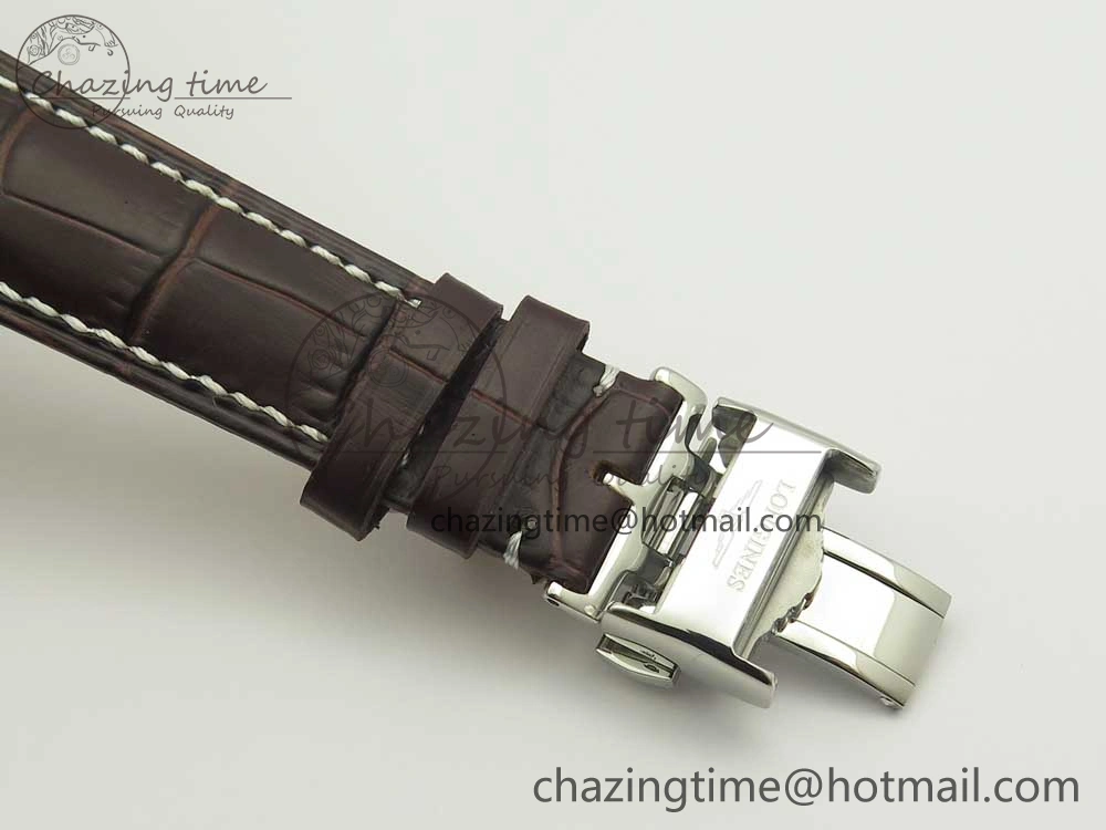 Master Moonphase Chronograph SS GSF 1:1 Best Edition White Dial on Brown Leather Strap A7751