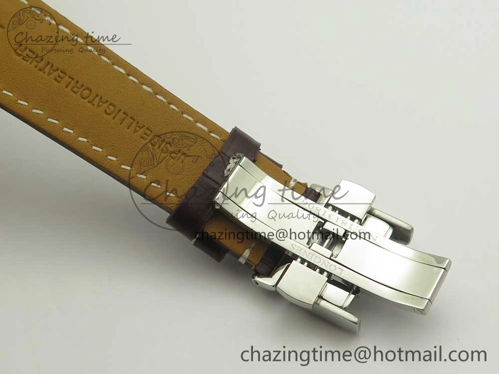 Master Moonphase Chronograph SS GSF 1:1 Best Edition White Dial on Brown Leather Strap A7751