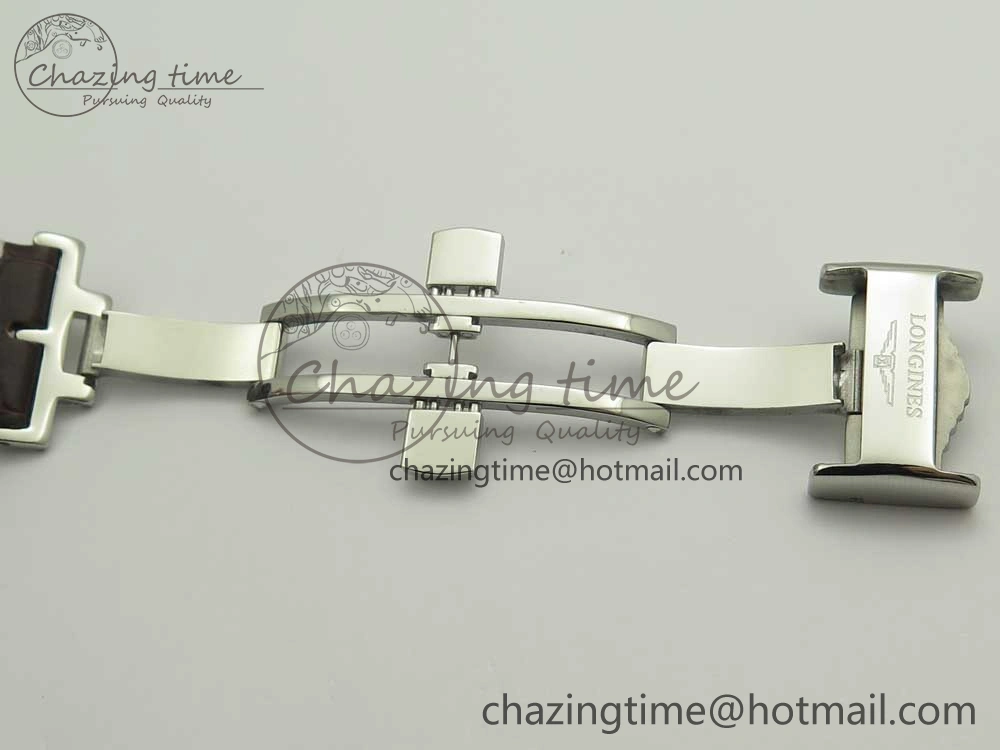 Master Moonphase Chronograph SS GSF 1:1 Best Edition White Dial on Brown Leather Strap A7751