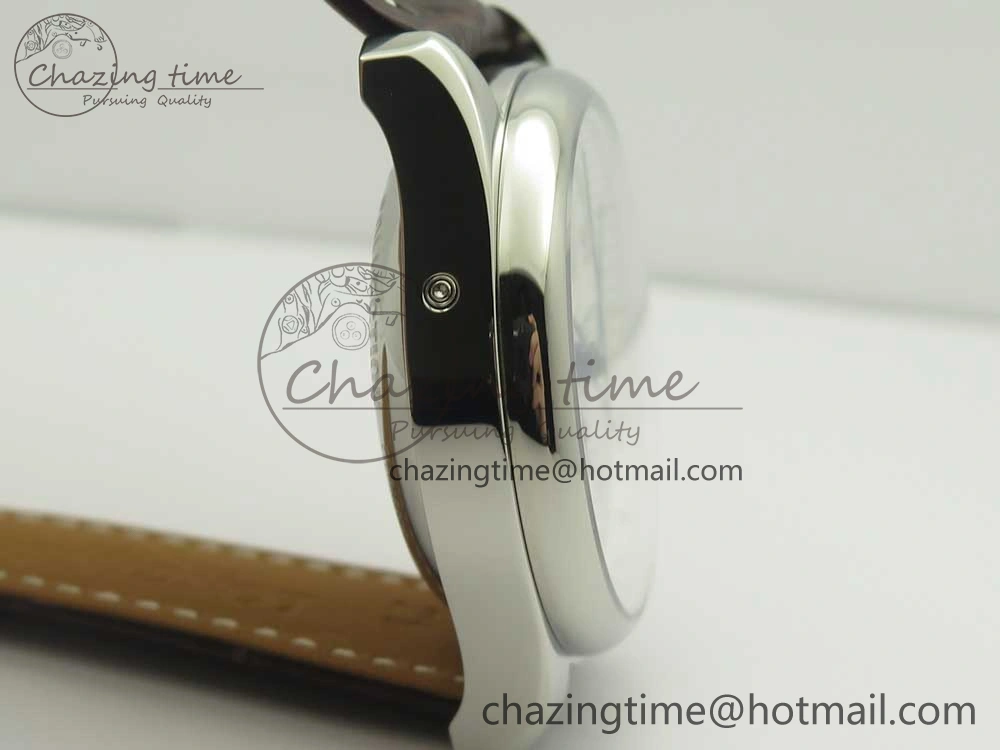Master Moonphase Chronograph SS GSF 1:1 Best Edition White Dial on Brown Leather Strap A7751