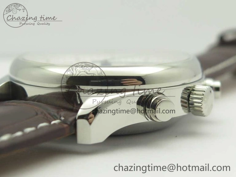 Master Moonphase Chronograph SS GSF 1:1 Best Edition White Dial on Brown Leather Strap A7751