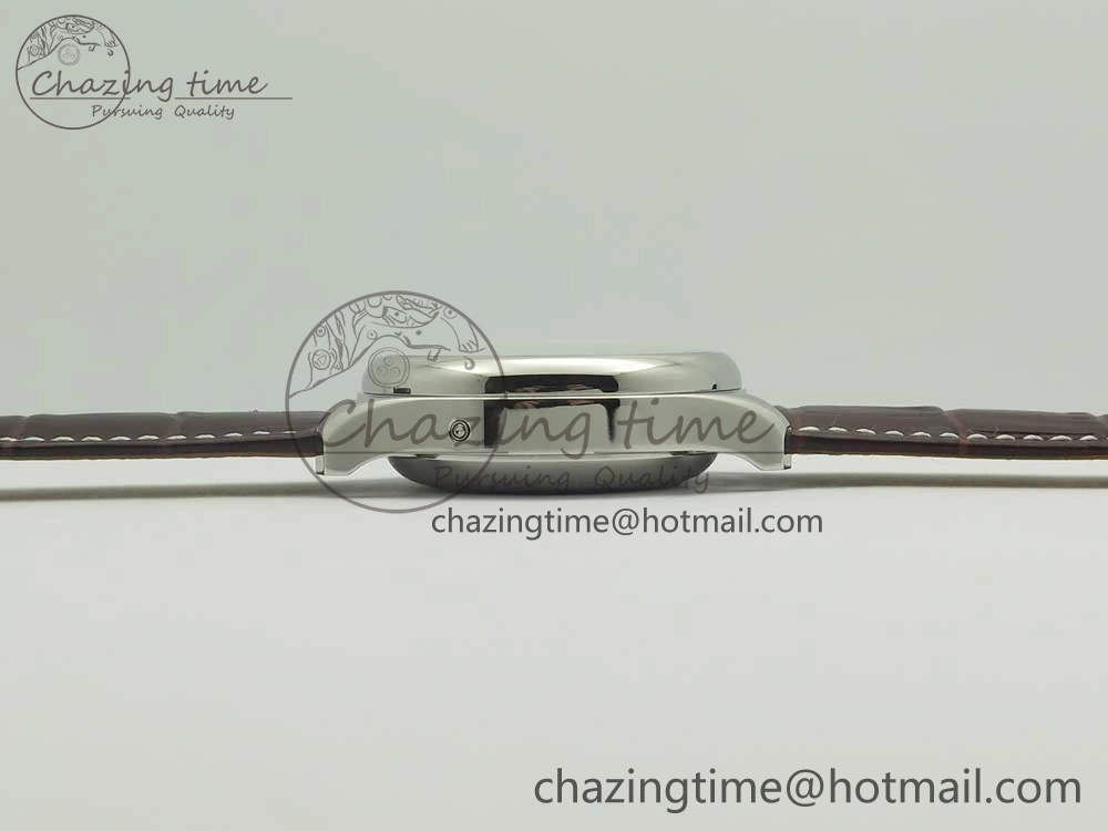 Master Moonphase Chronograph SS GSF 1:1 Best Edition White Dial on Brown Leather Strap A7751