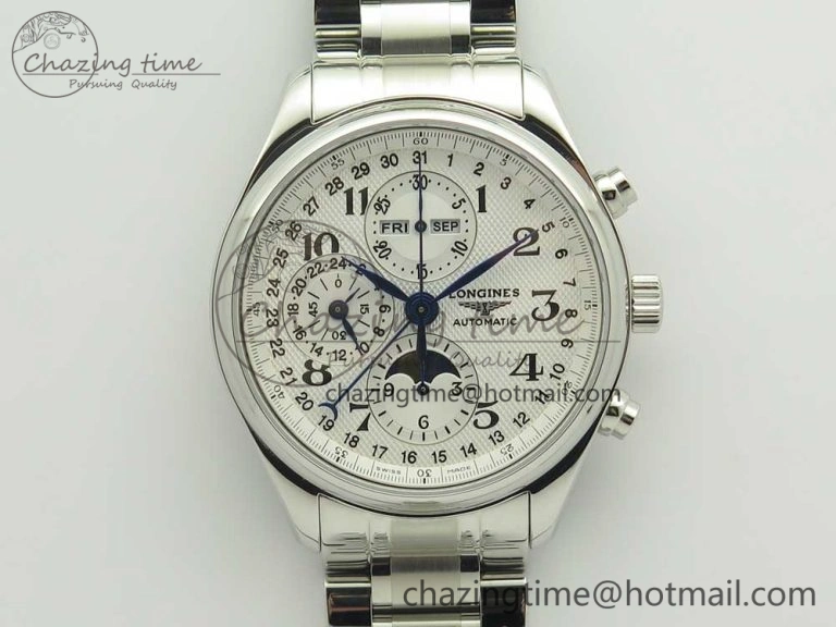 Master Moonphase Chronograph SS GSF 1:1 Best Edition White Dial on SS Bracelet A7751
