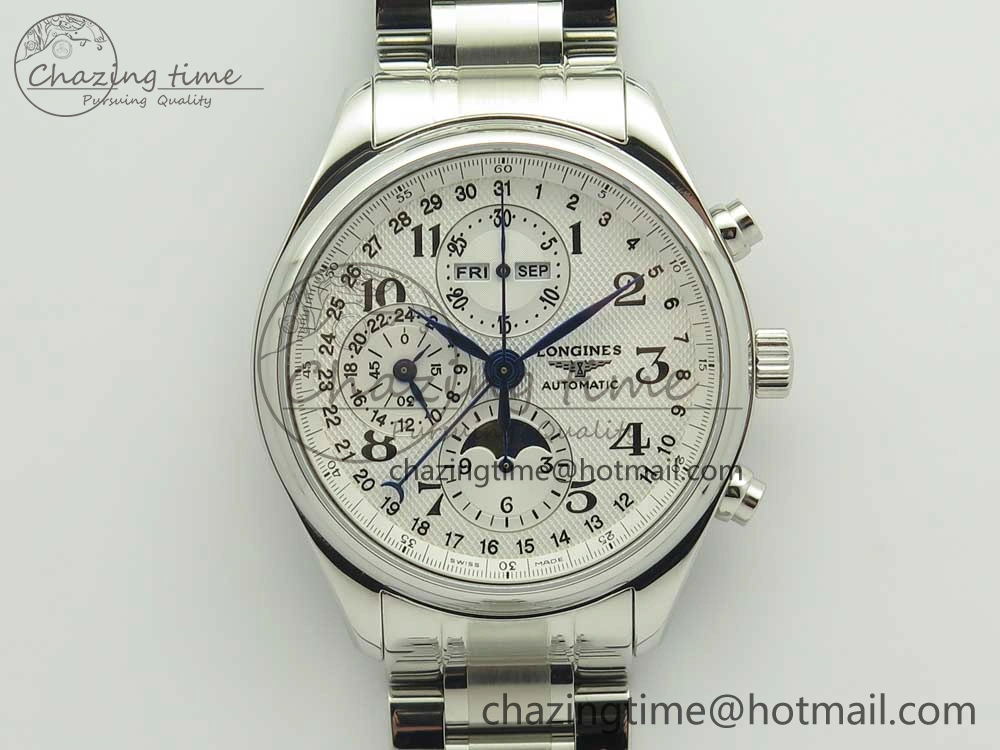 Master Moonphase Chronograph SS GSF 1:1 Best Edition White Dial on SS Bracelet A7751