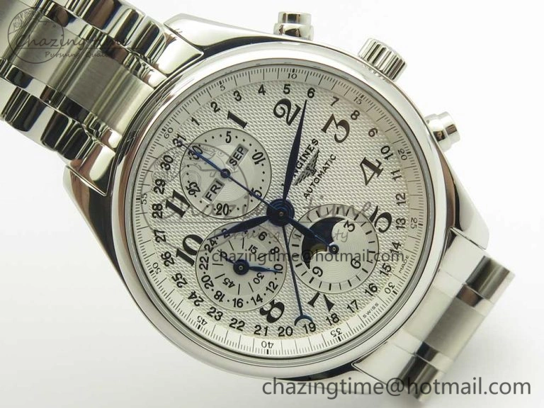 Master Moonphase Chronograph SS GSF 1:1 Best Edition White Dial on SS Bracelet A7751