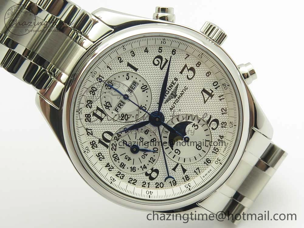 Master Moonphase Chronograph SS GSF 1:1 Best Edition White Dial on SS Bracelet A7751
