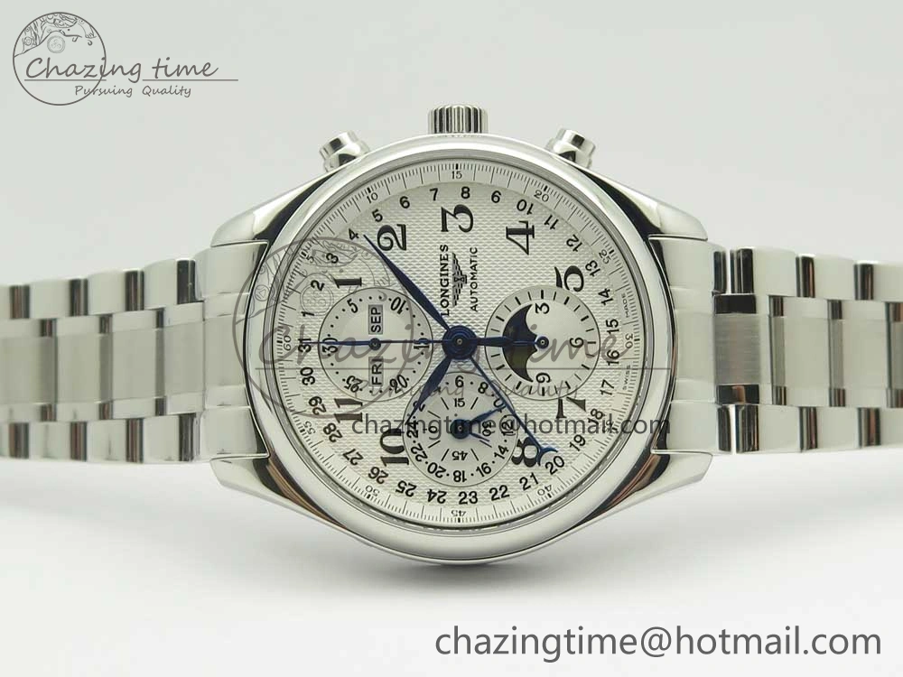 Master Moonphase Chronograph SS GSF 1:1 Best Edition White Dial on SS Bracelet A7751