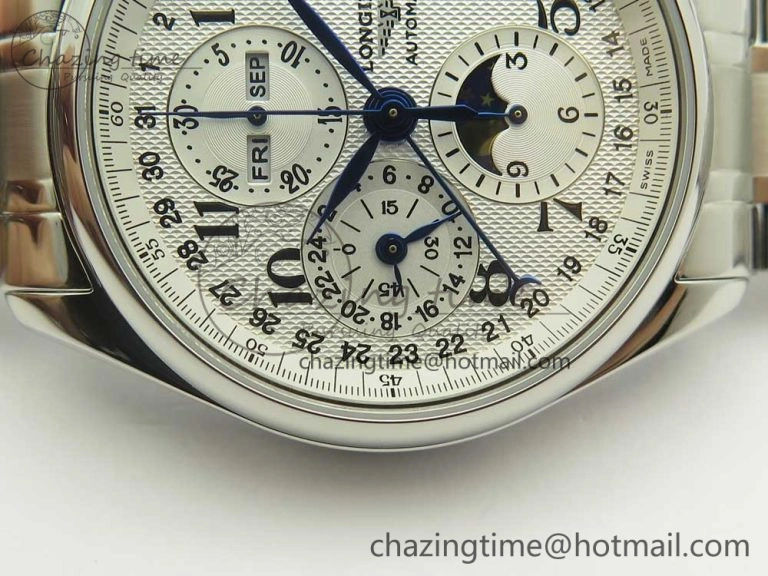 Master Moonphase Chronograph SS GSF 1:1 Best Edition White Dial on SS Bracelet A7751