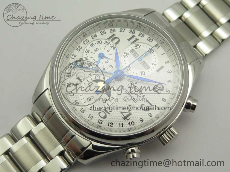 Master Moonphase Chronograph SS GSF 1:1 Best Edition White Dial on SS Bracelet A7751