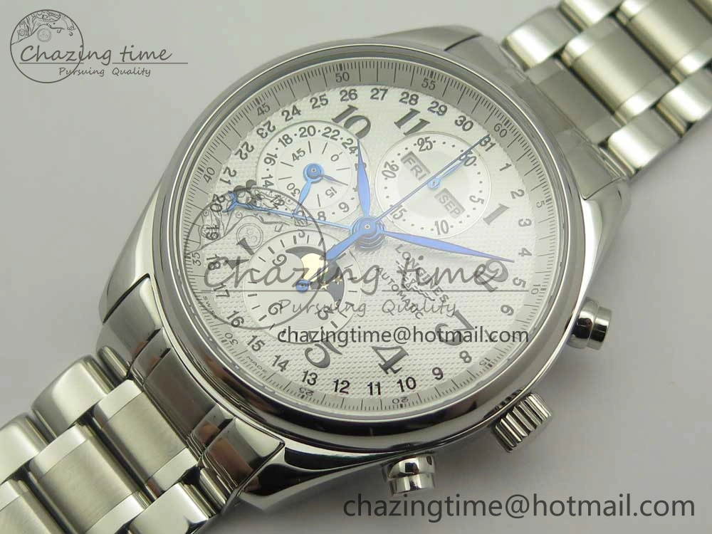 Master Moonphase Chronograph SS GSF 1:1 Best Edition White Dial on SS Bracelet A7751