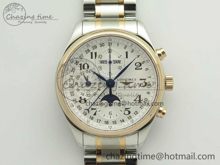 Master Moonphase Chronograph SS RG GSF 1:1 Best Edition White Dial on SS RG Bracelet A7751