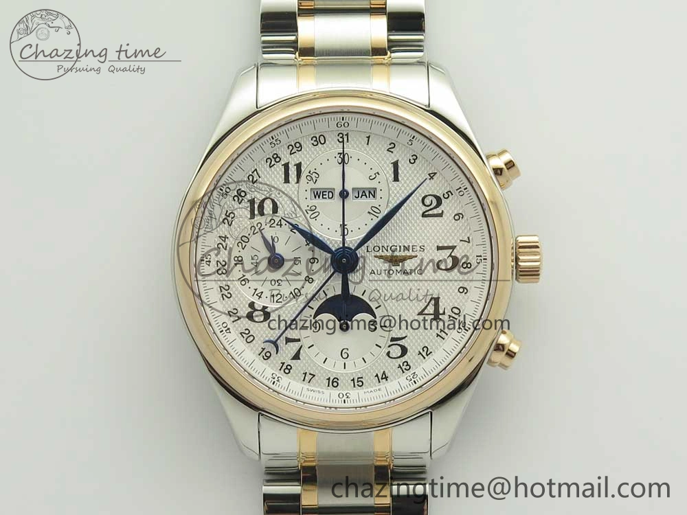 Master Moonphase Chronograph SS RG GSF 1:1 Best Edition White Dial on SS RG Bracelet A7751