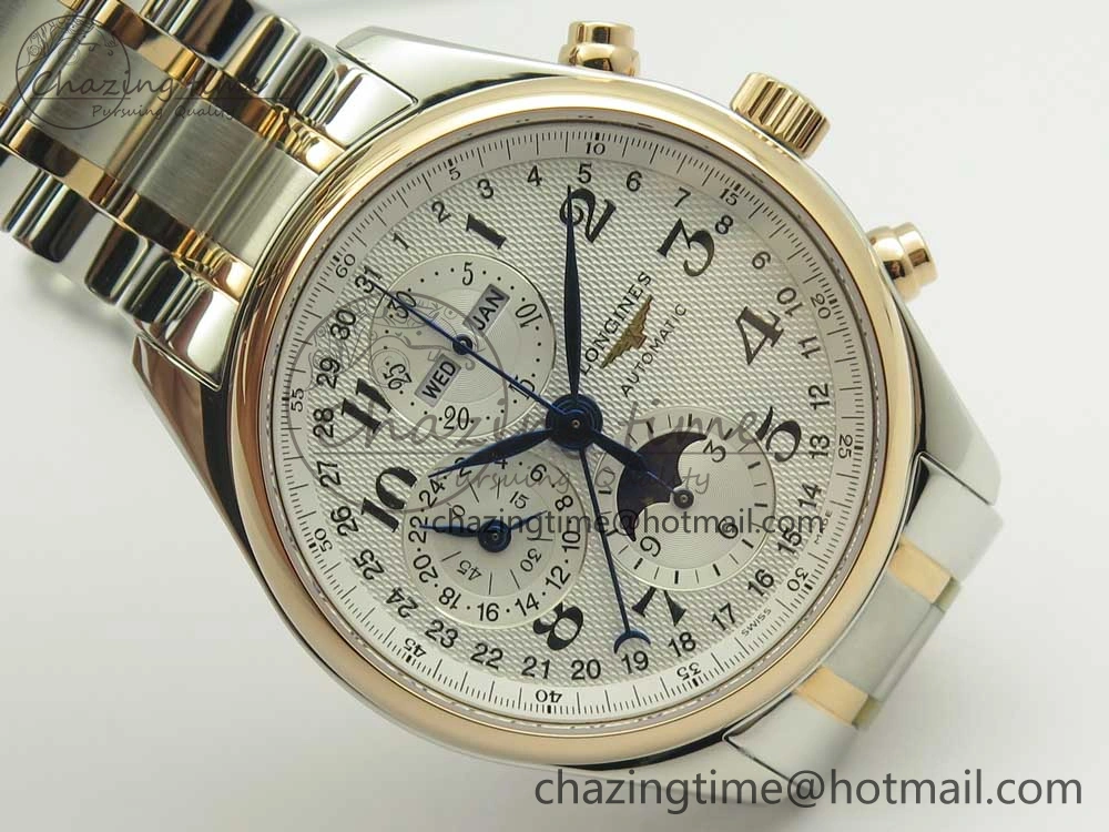 Master Moonphase Chronograph SS RG GSF 1:1 Best Edition White Dial on SS RG Bracelet A7751
