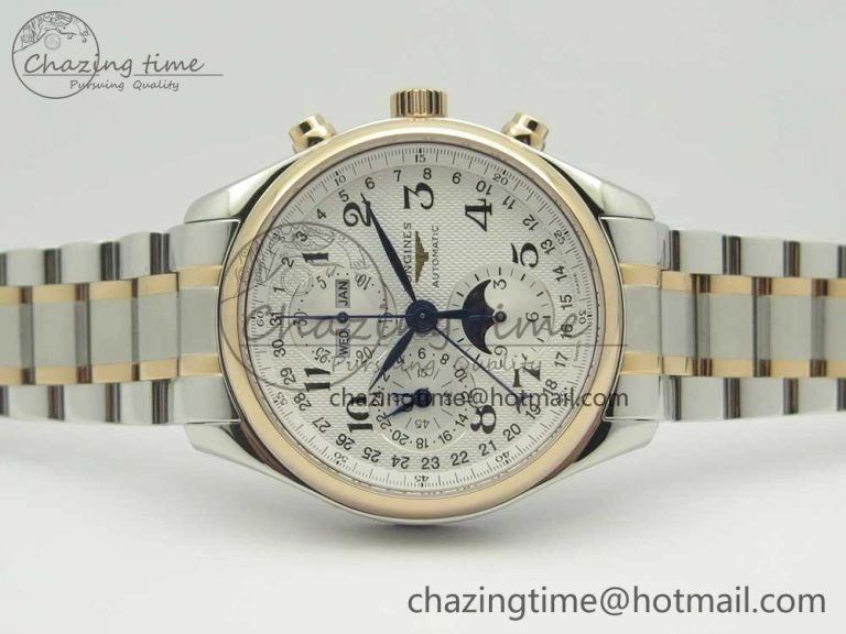 Master Moonphase Chronograph SS RG GSF 1:1 Best Edition White Dial on SS RG Bracelet A7751