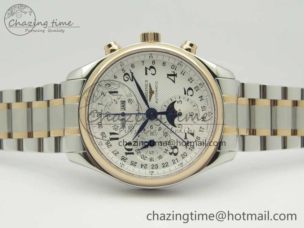 Master Moonphase Chronograph SS RG GSF 1:1 Best Edition White Dial on SS RG Bracelet A7751